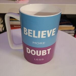 Pfaltzgraff Believe More Doubt Less Blue and Purple Mug
